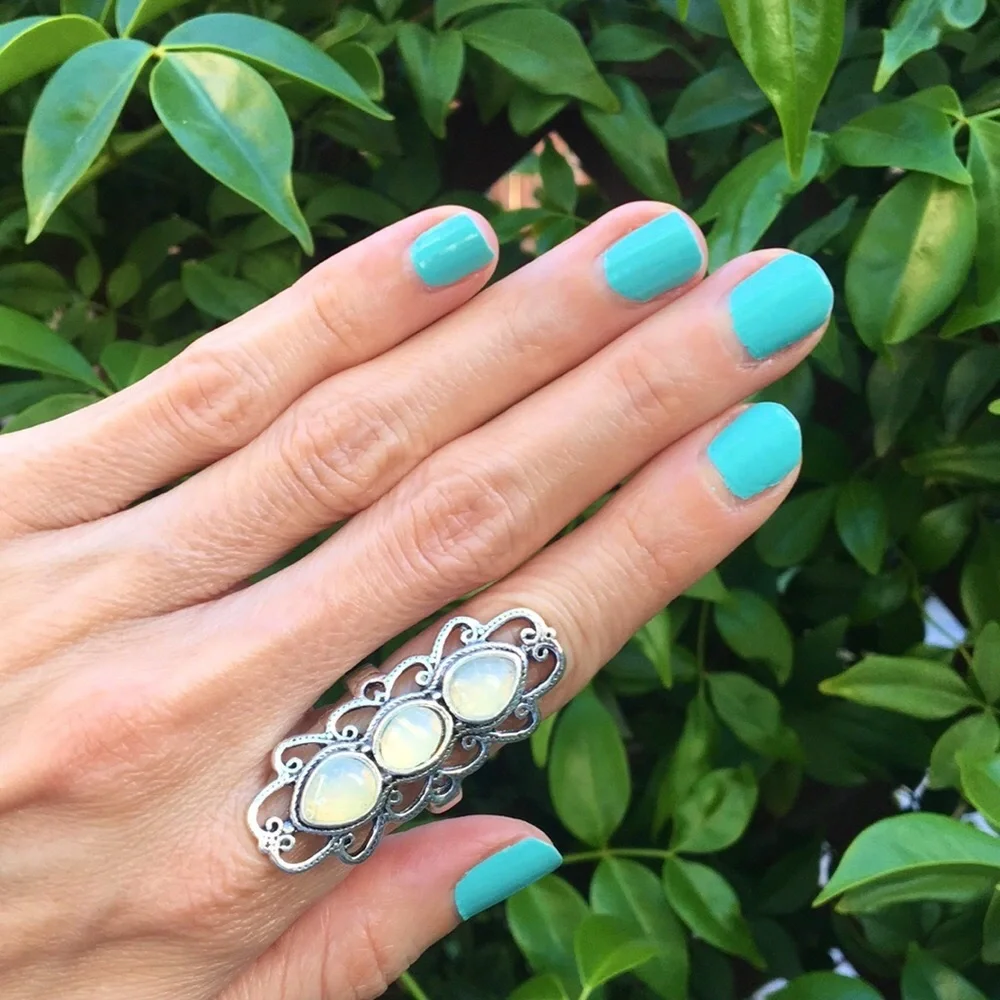 Elegant Silver + Moonstone Filigree Bohemian Statement Ring